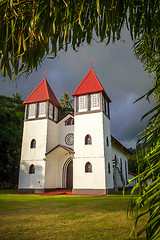 Image showing Haapiti church in Moorea island jungle, landscape
