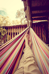 Image showing Relaxing in hammock