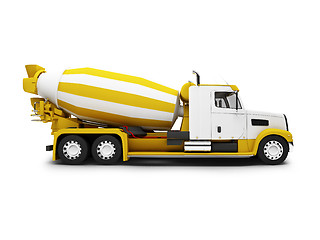 Image showing Concrete mixer isolated side view with clipping path