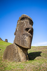 Image showing Moais statues on Rano Raraku volcano, easter island