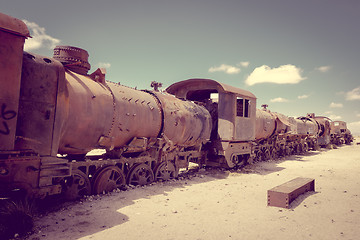 Image showing Train cemetery in Uyuni, Bolivia