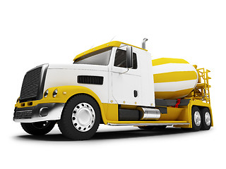 Image showing Concrete mixer isolated front view with clipping path