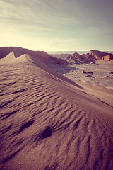 Image showing Sand dunes in Valle de la Luna, San Pedro de Atacama, Chile