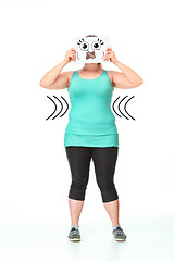 Image showing Dieting concept, cute girl had her face and mouth closed