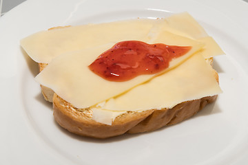 Image showing Toast with cheese and jam