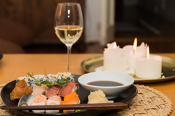 Image showing Sushi meal on a table