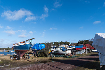 Image showing Winter storage of small boats