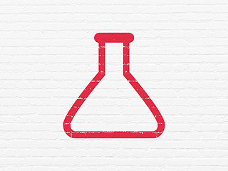 Image showing Science concept: Flask on wall background