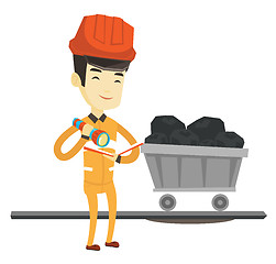 Image showing Miner checking documents vector illustration.