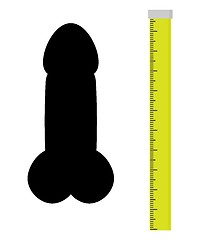 Image showing black silhouette of penis with measuring tape