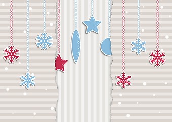 Image showing christmas illustration with stripes and snowflakes