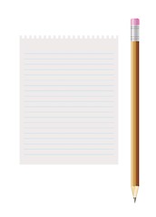 Image showing blank lined paper and pencil with eraser