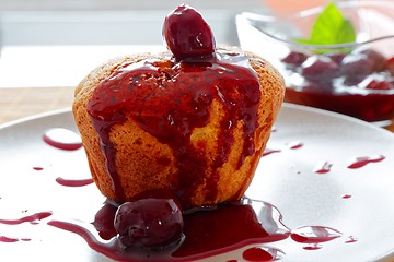 Image showing souffle with cherries