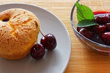 Image showing souffle with cherries