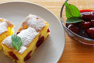 Image showing souffle with cherries