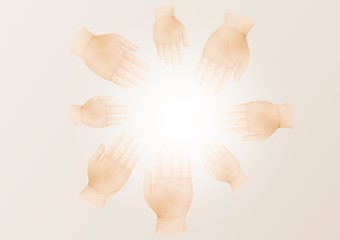 Image showing hands in circle as a symbol of teamwork