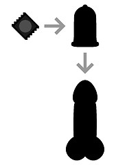 Image showing black silhouette of condom simple manual