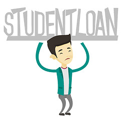 Image showing Young man holding sign of student loan.