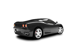 Image showing isolated black super car back view 01