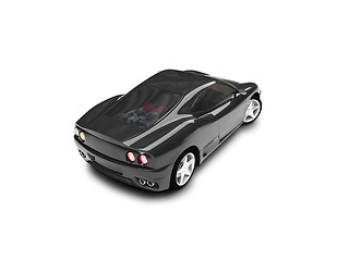 Image showing isolated black super car back view 03