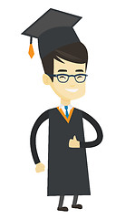 Image showing Graduate giving thumb up vector illustration.