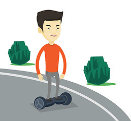 Image showing Man riding on self-balancing electric scooter.