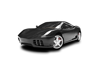 Image showing isolated black super car front view 01