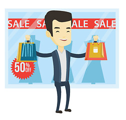 Image showing Man shopping on sale vector illustration.