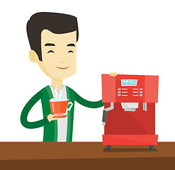 Image showing Man making coffee vector illustration.