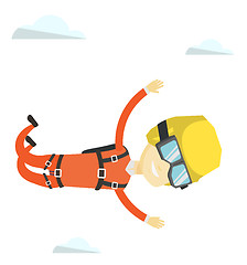 Image showing Asian parachutist jumping with parachute.