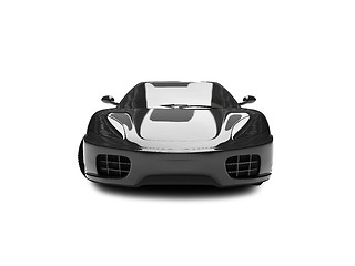 Image showing isolated black super car front view 02