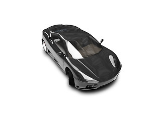 Image showing isolated black super car front view 03