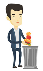 Image showing Man throwing junk food vector illustration.