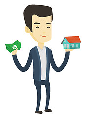 Image showing Asian man buying house thanks to loan.