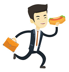 Image showing Business man eating hot dog vector illustration.