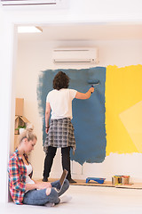 Image showing Happy couple doing home renovations