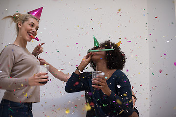 Image showing confetti party multiethnic group of people