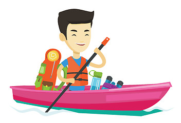 Image showing Man riding in kayak vector illustration.