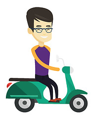 Image showing Man riding scooter vector illustration.