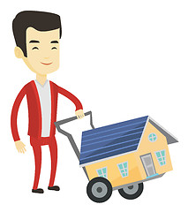 Image showing Young man buying house vector illustration.