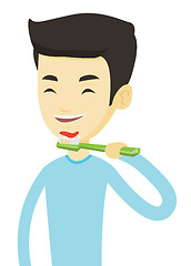 Image showing Man brushing her teeth vector illustration.