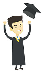 Image showing Graduate throwing up graduation hat.