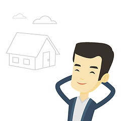 Image showing Man dreaming about buying new house.