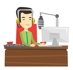 Image showing Asian dj working on the radio vector illustration