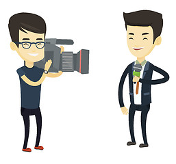 Image showing TV reporter and operator vector illustration.