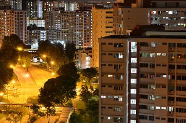 Image showing Singapore Public Housing at night