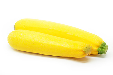 Image showing Two ripe yellow courgettes