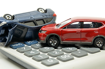 Image showing Car insurance concept with calculator