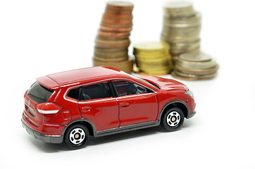 Image showing Car finance with money stack