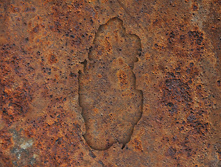 Image showing Map of Qatar on rusty metal